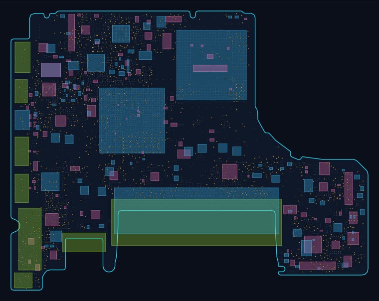 MacBook Pro 13-inch A1278 (2009–2012) (820-2879) boardview map — 2,717 components, 1,845 nets