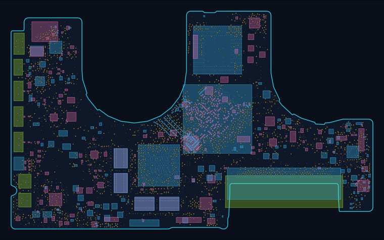 MacBook Pro 13-inch A2337 (2020) (820-2610) boardview map — 4,432 components, 2,848 nets